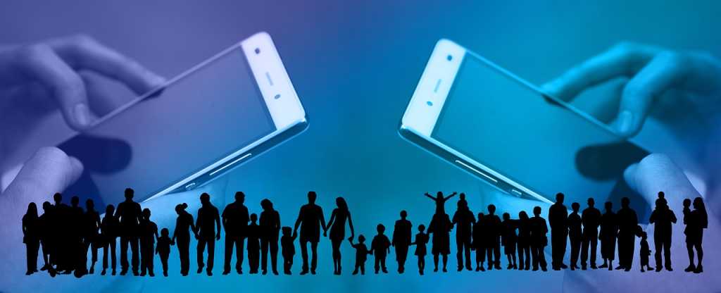 Illustrasjonsbilde av mennesker og mobiltelefoner