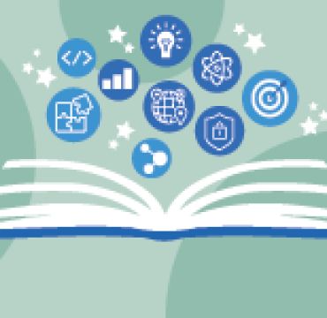 Illustrasjon av åpenbok og ikoner.