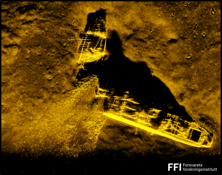 Sonarbilde av skipsvrak