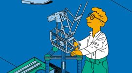 Illustrasjon av en ung Finn Lied