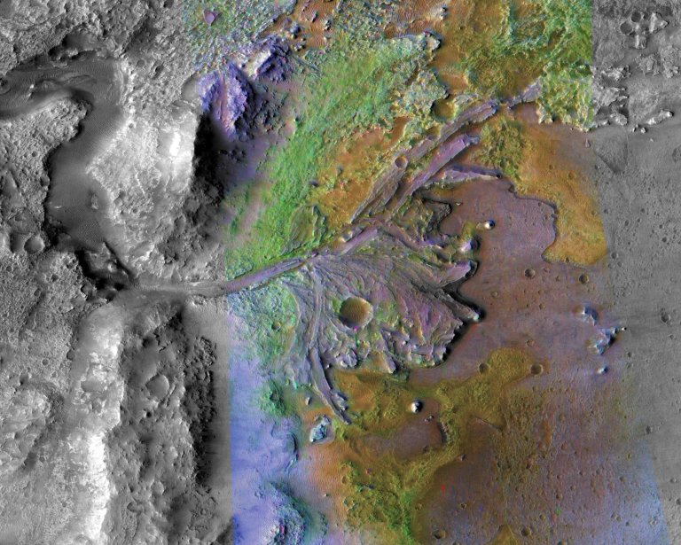 Bilde av landingsstedet for Perseverance rover på Mars.