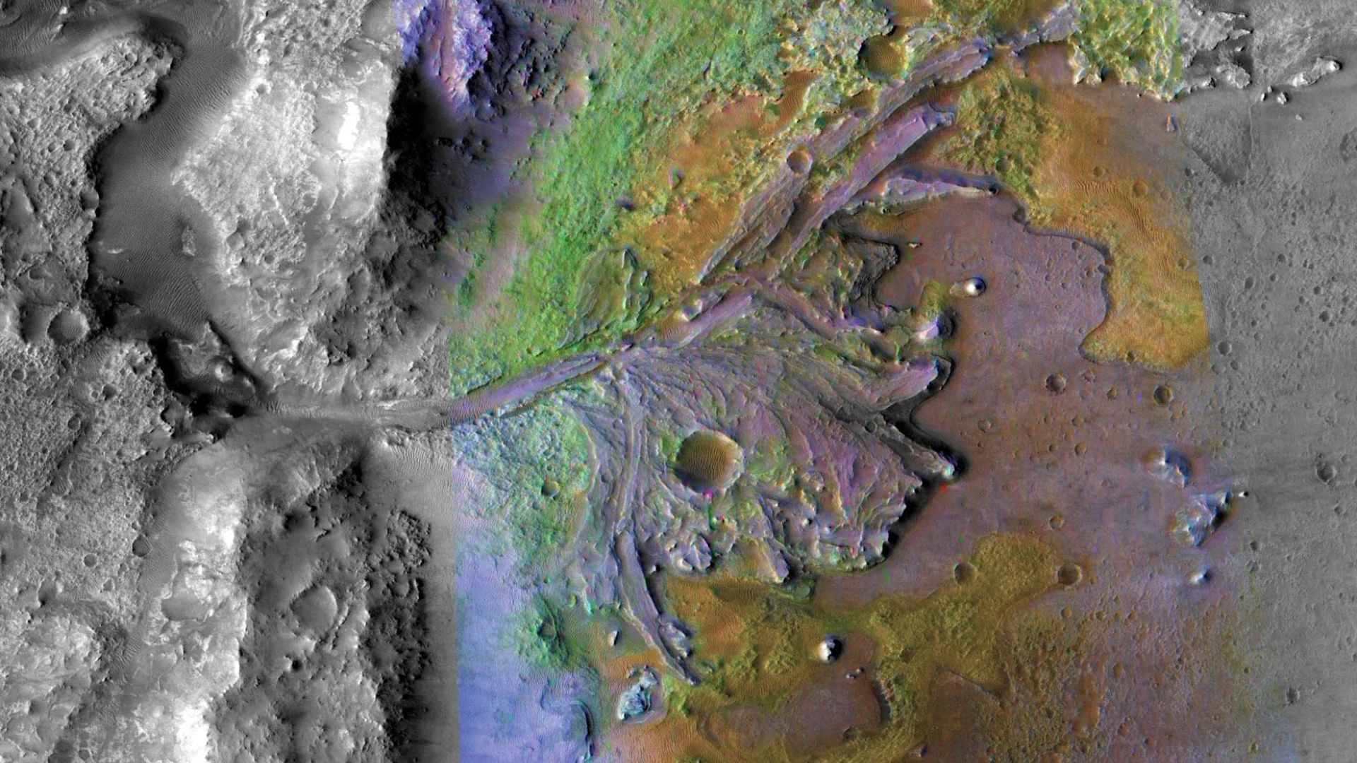 Satellittbilde av landingsstedet for Nasas neste Mars ekspedisjon