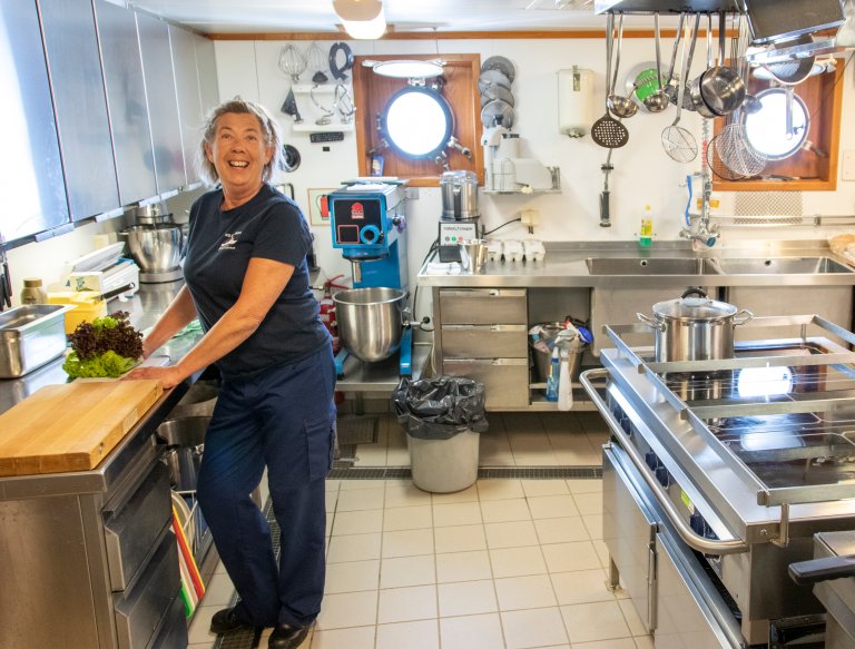 Ann from Kristiansund makes sure researchers and crew get what they need from the galley.