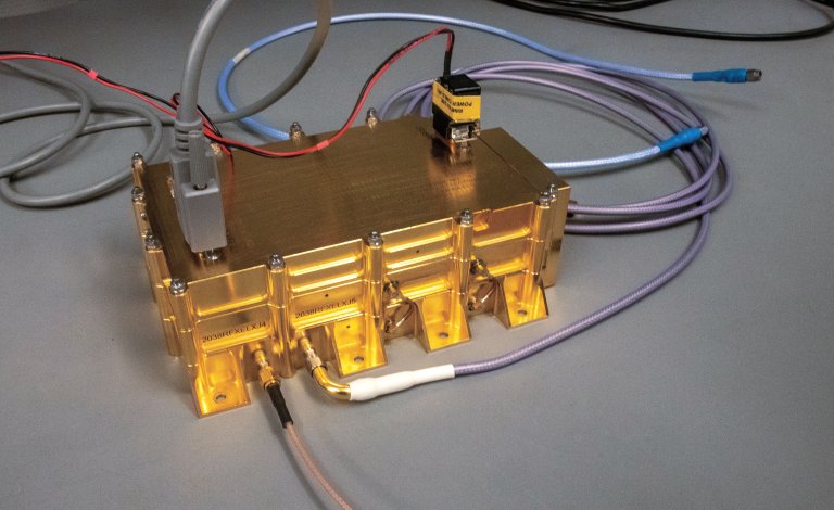 Golden electronics box with wires