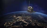 The satellite NorSat-3 in orbit over the earth