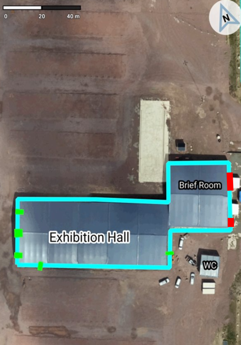 close up map view of exhibition hall and brief room