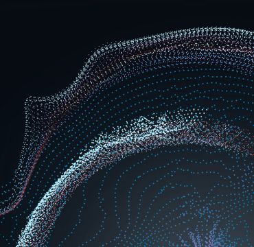 Illustrasjon av stordata. Prikker i formasjon over sort bakgrunn.