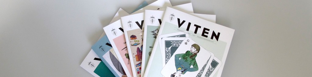 6 utgaver av magasinet Viten ligger i vifteform